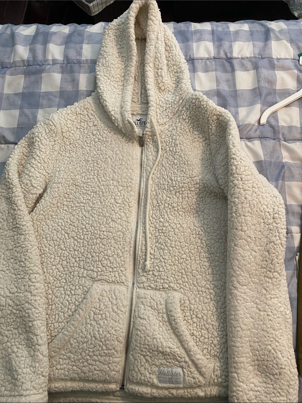 Hollister Cream Sherpa Zip Hoodie
